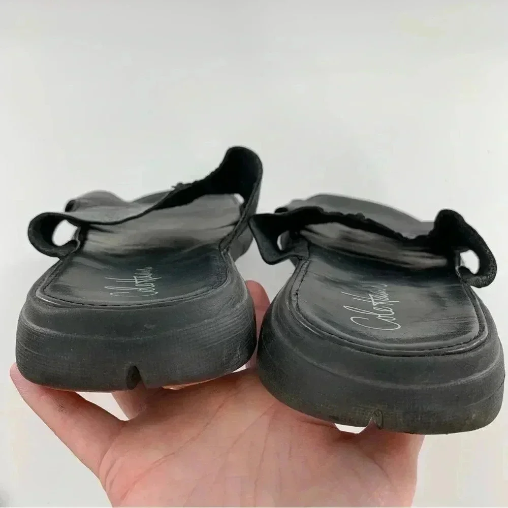Cole haan mens sandals size 12 black leather Nike lab comfort slides